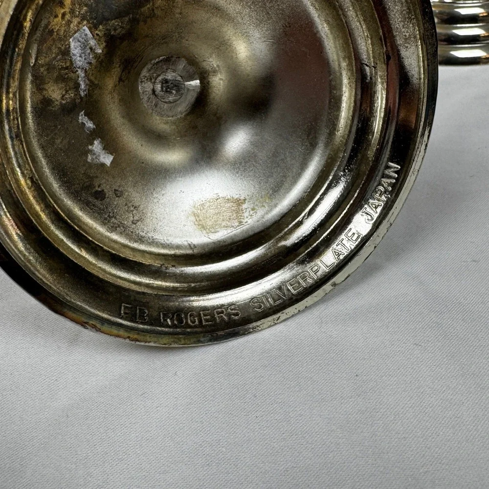 FB Rogers Silverplate Candlestick Holders Vintage Weighted Set of 2 Japan 4 inch